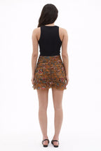 Ruched Floral Mini Skirt