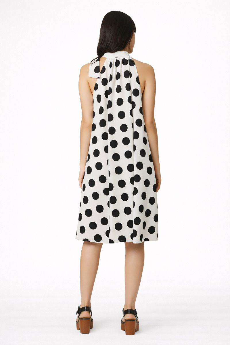 Polka Dot Halter Trapeze Dress