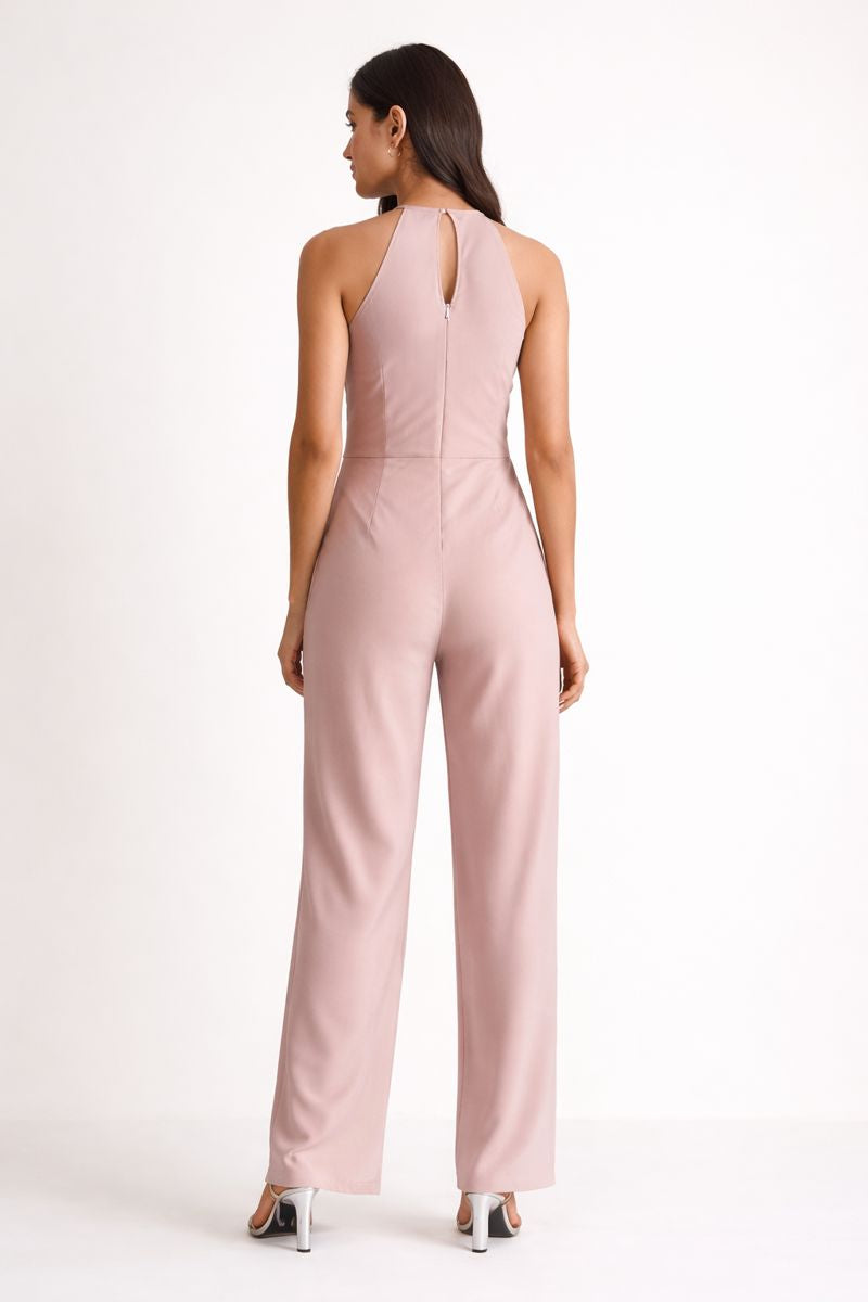 Blush Pink Halter Neck Jumpsuit