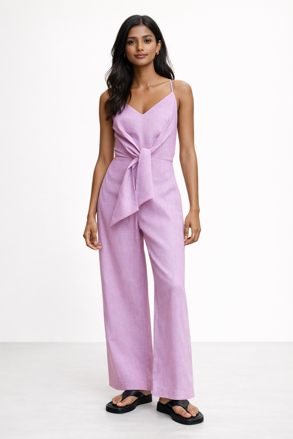 Lavender Tie-Front Jumpsuit