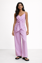 Lavender Tie-Front Jumpsuit