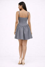 Grey Corset-Style Mini Dress