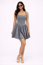 Grey Corset-Style Mini Dress