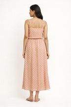 Peach Polka Dot Maxi Dress