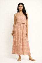 Peach Polka Dot Maxi Dress