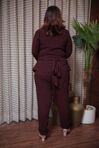 Wine Wrap Style Embellished Co-Ord Set