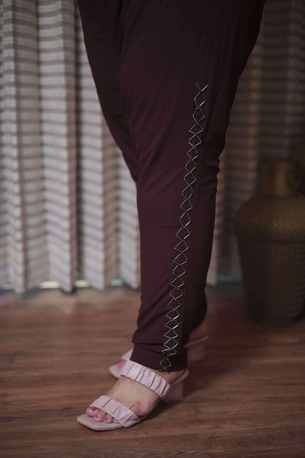 Wine Wrap Style Embellished Co-Ord Set