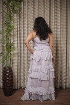 Lilac Ruffle Tiered Evening Gown