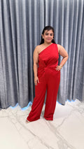 Red One Shoulder Jumpsuit