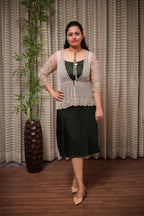 Blush Pink Sheer Tulle Shrug with Scalloped Intricate Beadwork