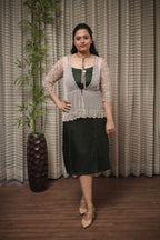 Blush Pink Sheer Tulle Shrug with Scalloped Intricate Beadwork