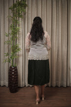 Blush Pink Sheer Tulle Shrug with Scalloped Intricate Beadwork