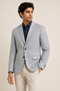 Classic Light Grey Structured Slim-Fit Blazer