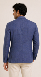 Sophisticated Indigo Blue Textured Jodhpuri Blazer