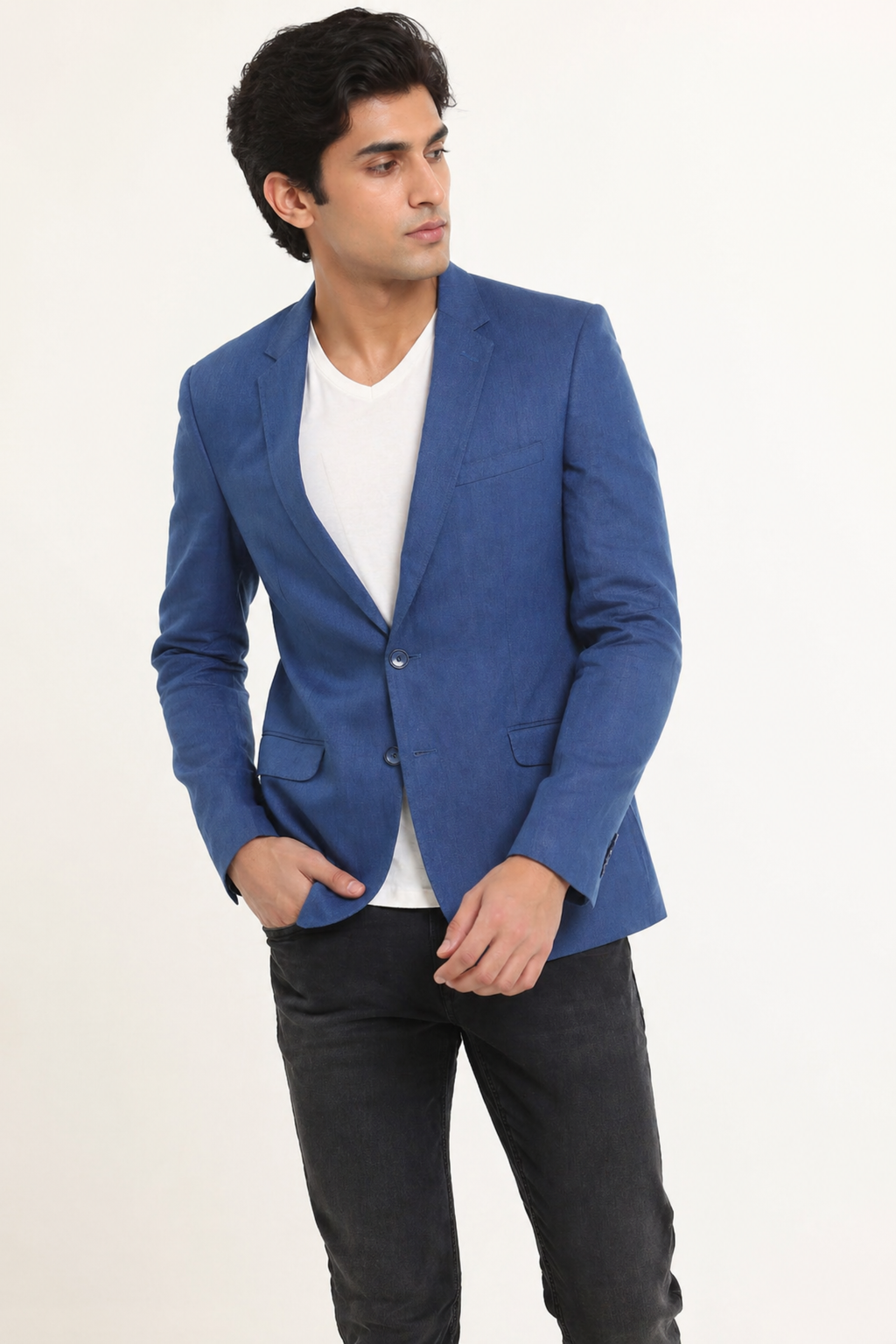 Men's Smart Casual Indigo Blue Blazer – Slim Fit
