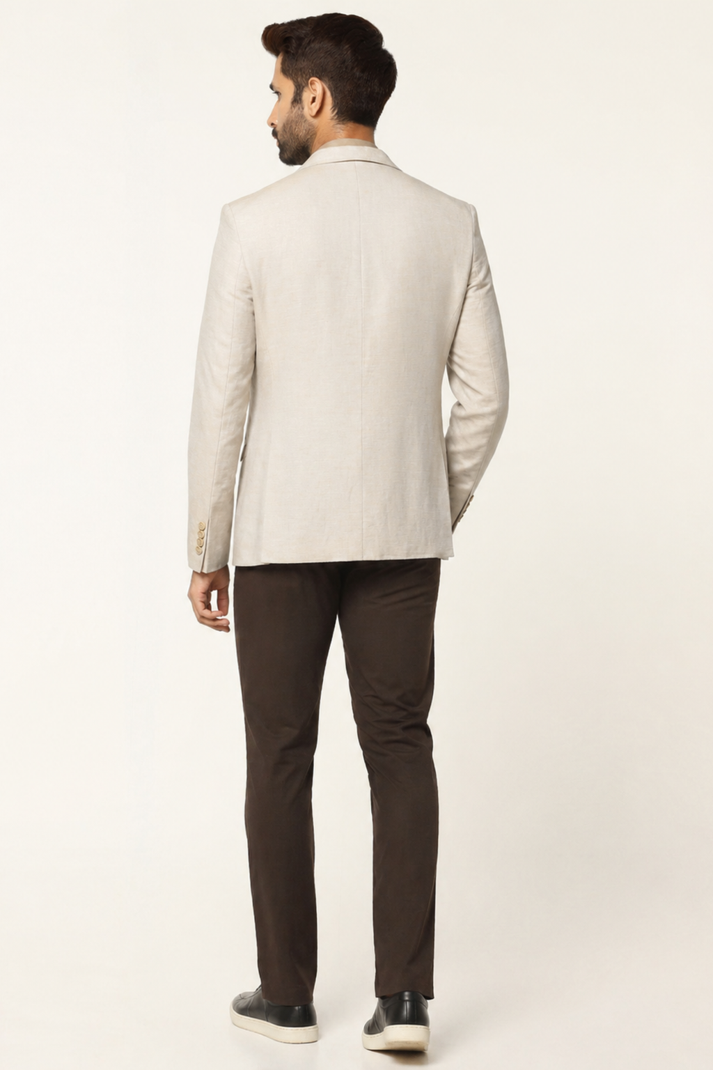 Men’s Premium Beige Linen-Blend Slim-Fit Blazer