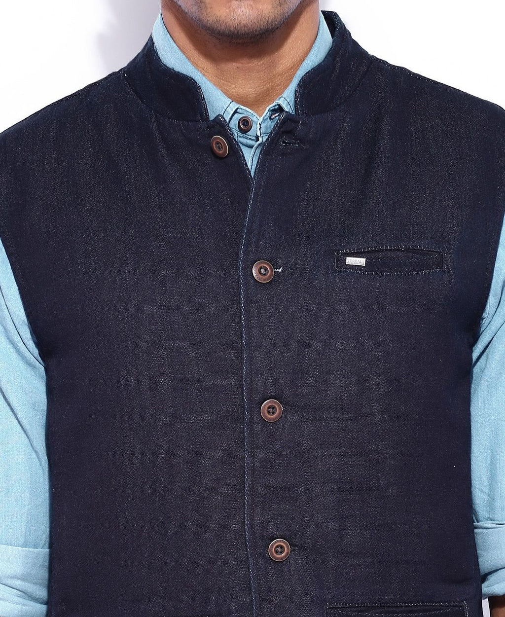 Trendy Dark Indigo Denim Nehru Jacket