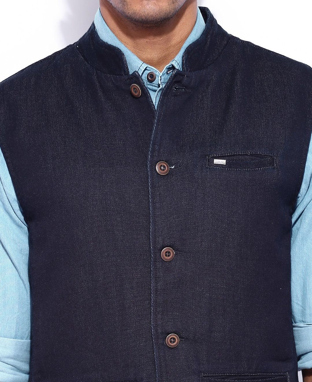 Trendy Dark Indigo Denim Nehru Jacket