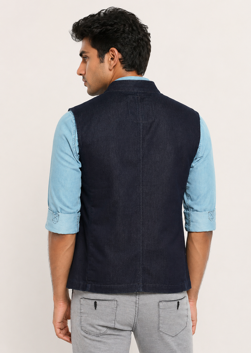 Trendy Dark Indigo Denim Nehru Jacket