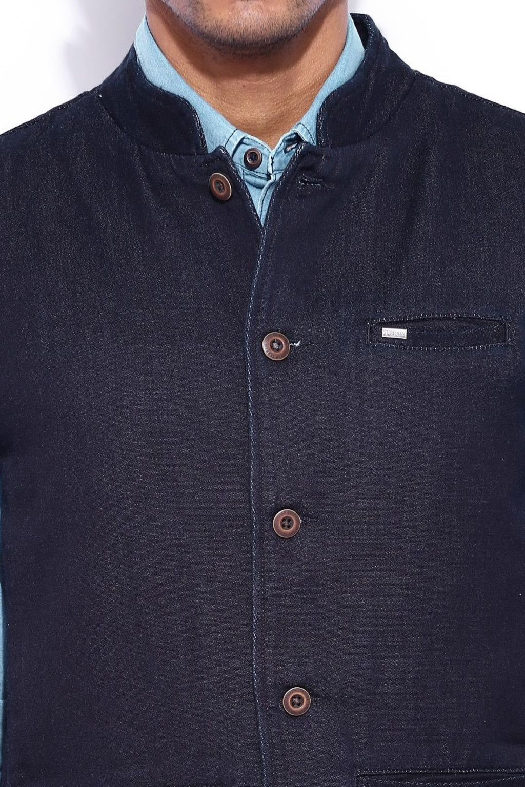 Trendy Dark Indigo Denim Nehru Jacket