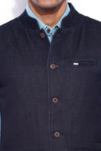 Trendy Dark Indigo Denim Nehru Jacket