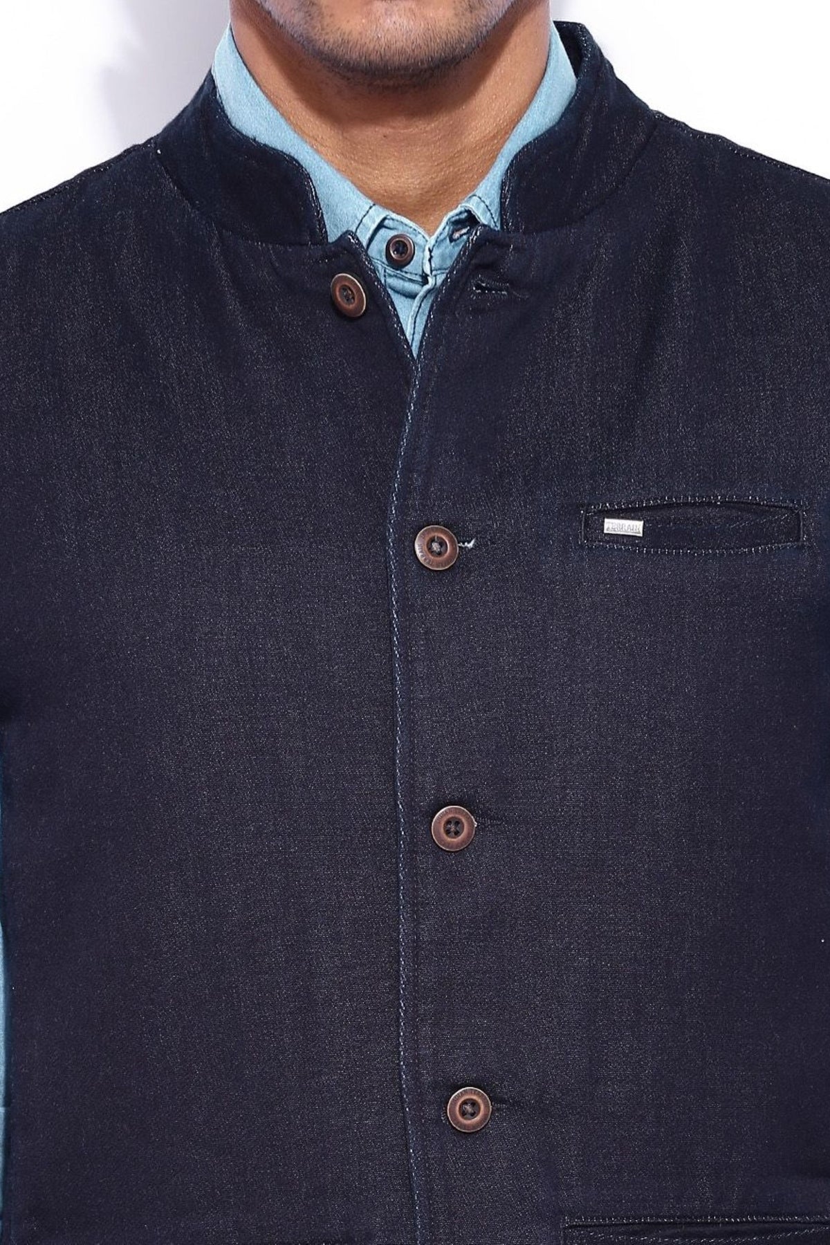 Trendy Dark Indigo Denim Nehru Jacket