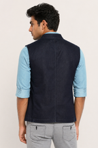 Trendy Dark Indigo Denim Nehru Jacket