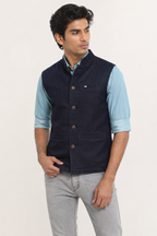 Trendy Dark Indigo Denim Nehru Jacket
