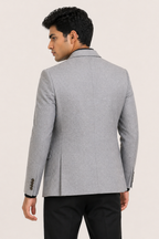 Timeless Light Grey Melange Slim-Fit Blazer