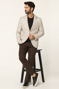 Men’s Premium Beige Linen-Blend Slim-Fit Blazer