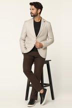 Men’s Premium Beige Linen-Blend Slim-Fit Blazer