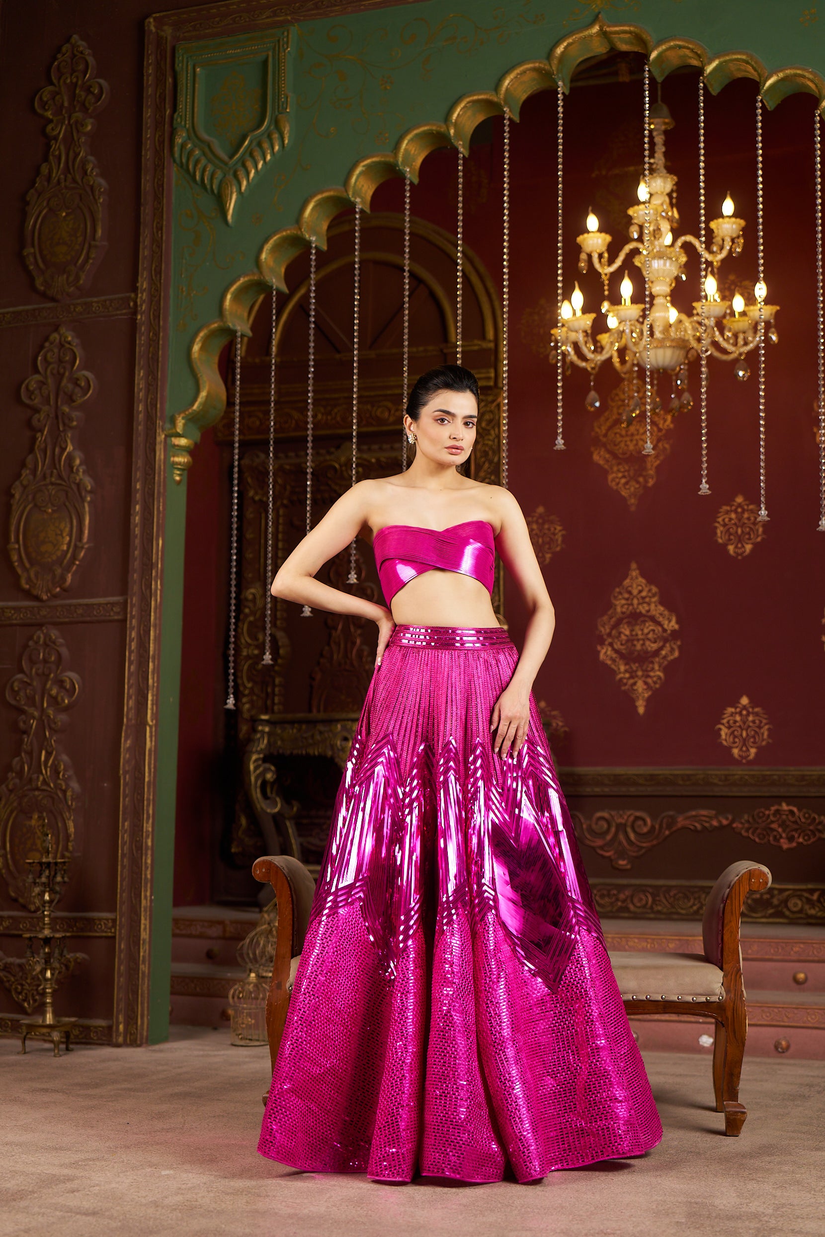 High-Shine Fuchsia Lehenga Ensemble