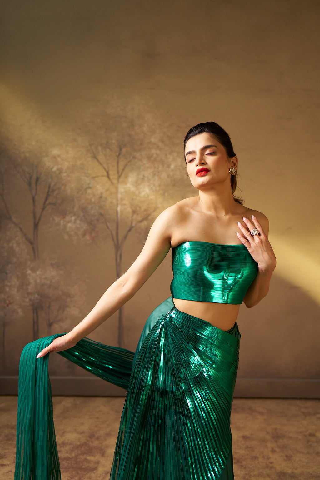 Emerald Green Drape Saree