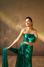 Emerald Green Drape Saree