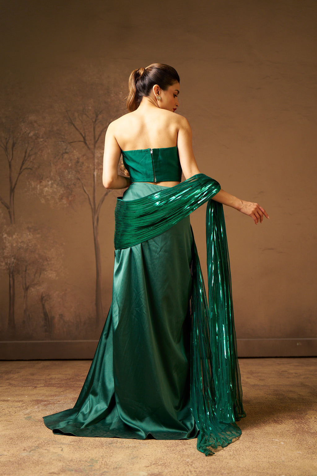 Emerald Green Drape Saree