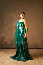 Emerald Green Drape Saree