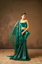 Emerald Green Drape Saree