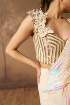Ivory & Iridescent Drape Saree