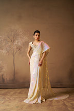 Ivory & Iridescent Drape Saree