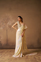 Ivory & Iridescent Drape Saree