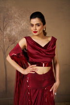 Luxurious Burgundy Drape Saree
