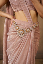 Rose Gold Shimmer Drape Saree