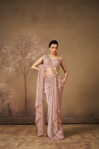 Rose Gold Shimmer Drape Saree