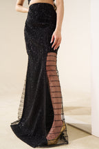 Black Sequin Strapless Mermaid Gown