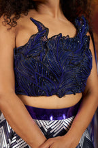 Regal Blue and Metallic Stripe Lehenga