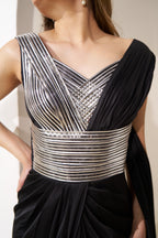 Metallic Belt Fusion Gown