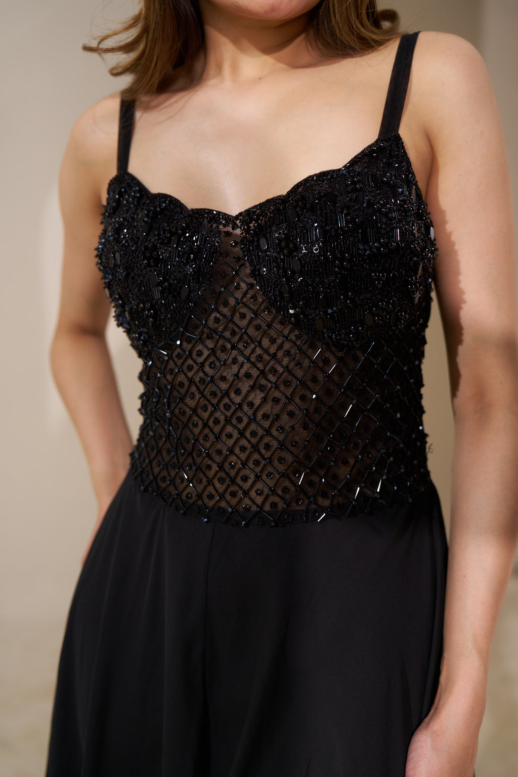 Black Beaded Bodice and Jumpsuit