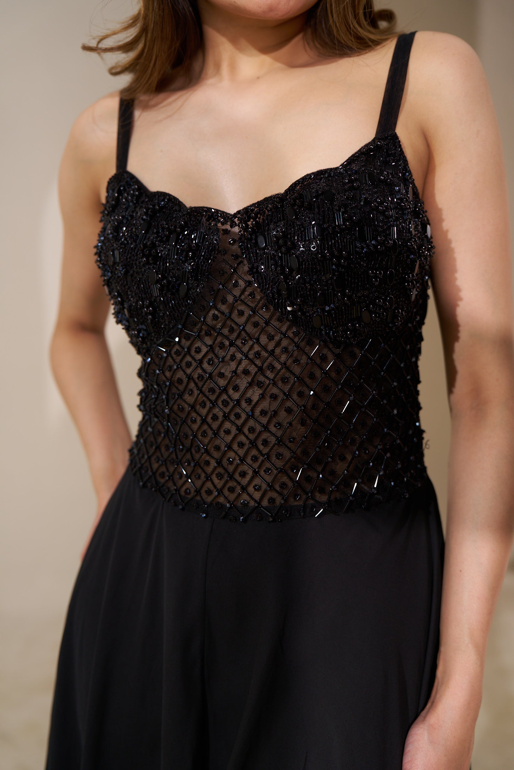 Black Beaded Bodice and Jumpsuit