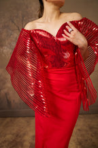 Fiery Red Sequin Evening Gown