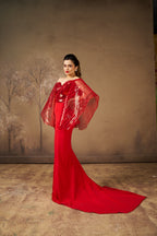 Fiery Red Sequin Evening Gown